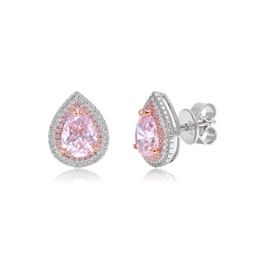 Luxury Pink Pear Cut Statement Stud Earrings