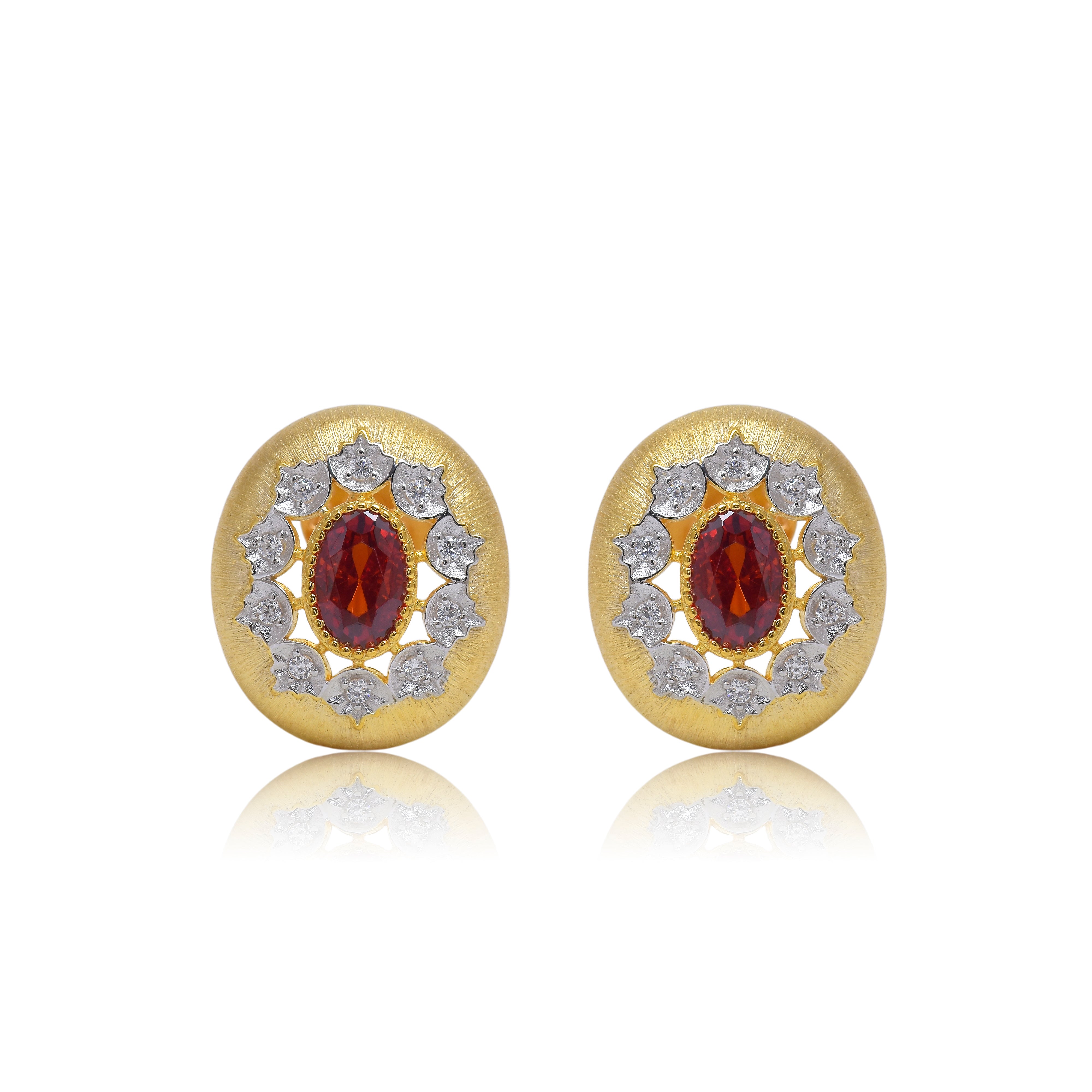 Classic Oval Ruby Statement Stud Earrings