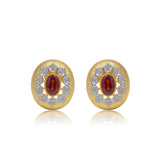 Classic Oval Ruby Statement Stud Earrings