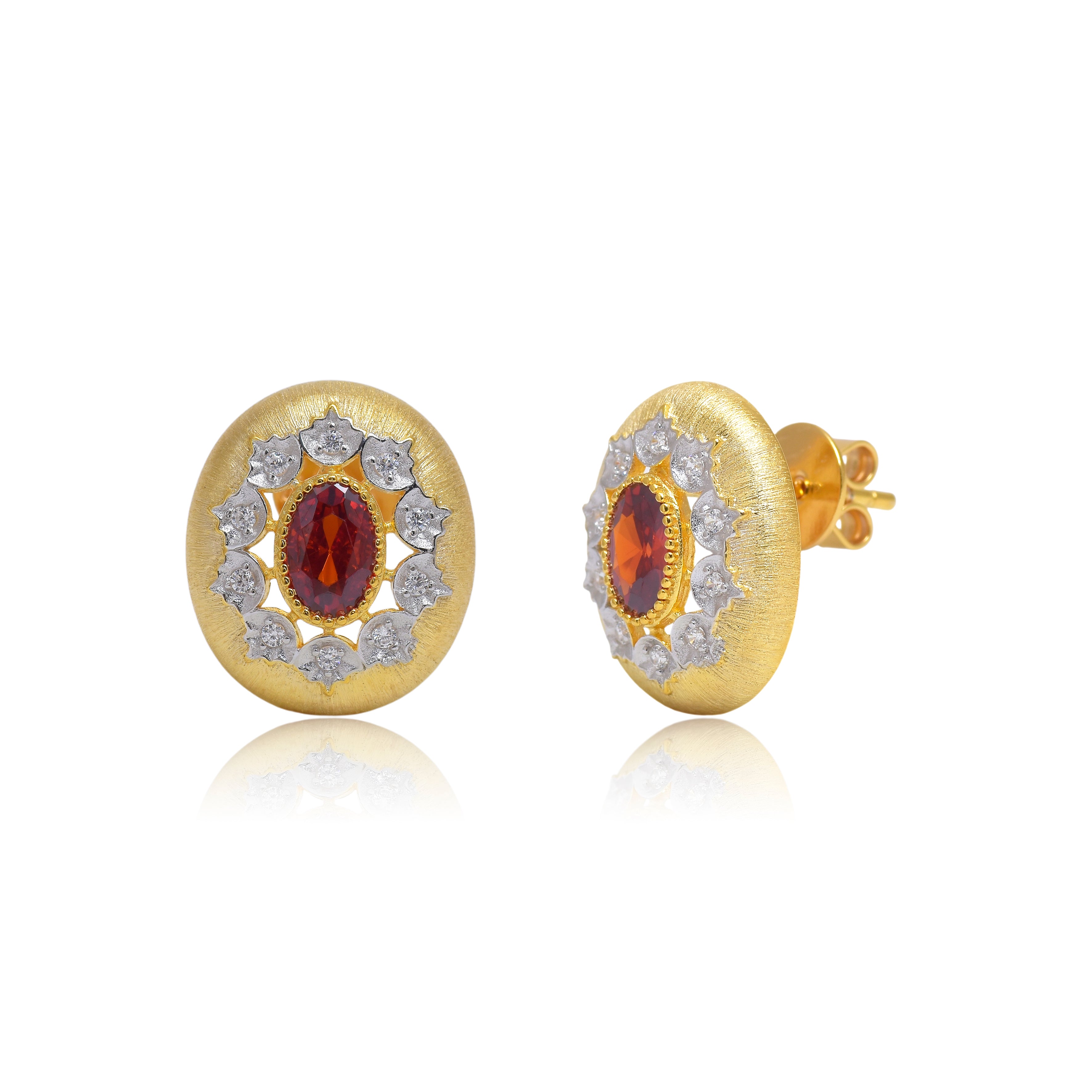 Classic Oval Ruby Statement Stud Earrings