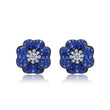 Blue Floral Cluster Stud Earrings
