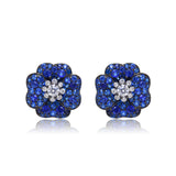 Blue Floral Cluster Stud Earrings