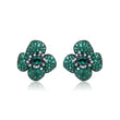 Green Floral Pavé Stud Earrings
