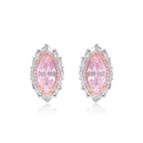 Pink Marquise Halo Stud Earrings