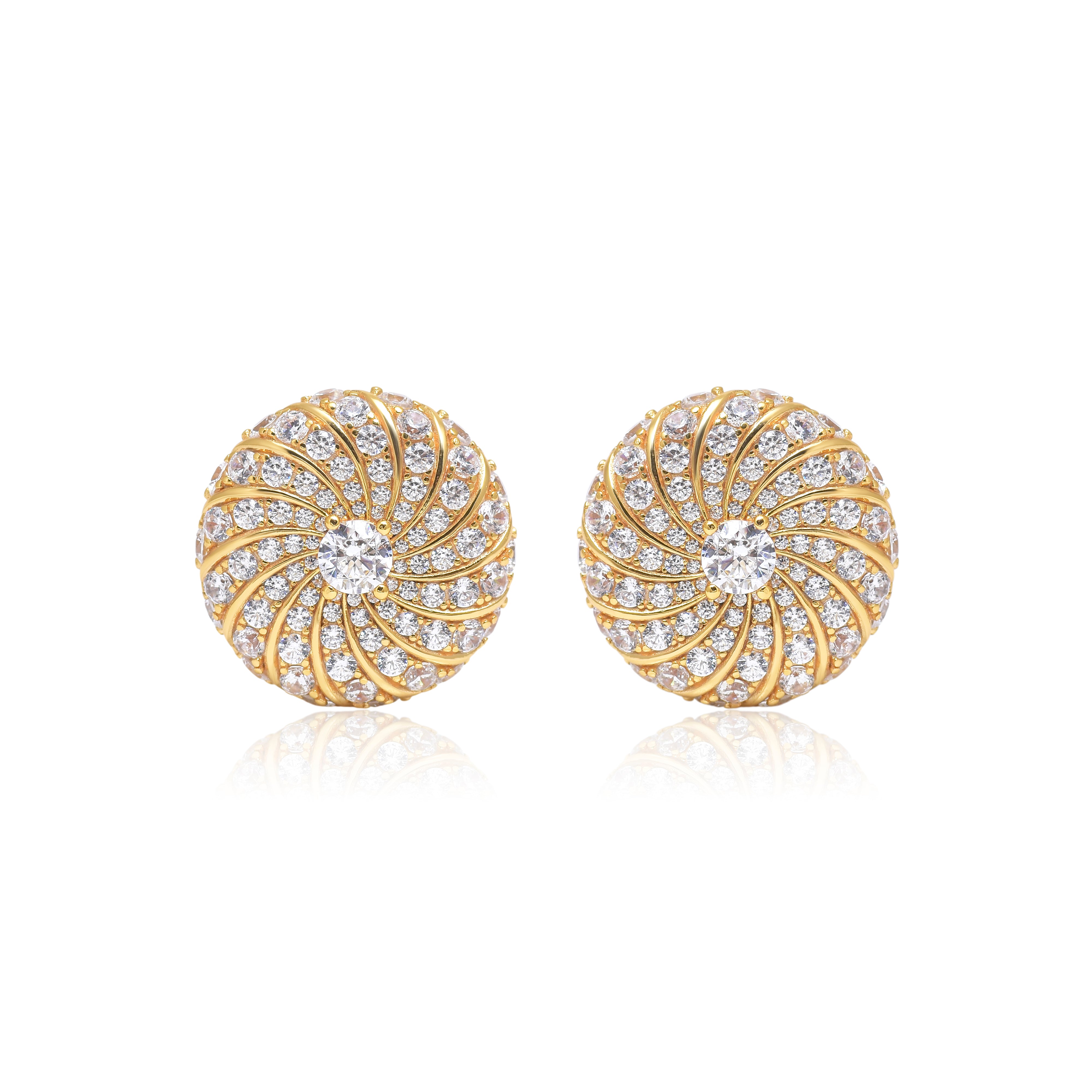 Vintage Style Gold Spiral Stud Earrings