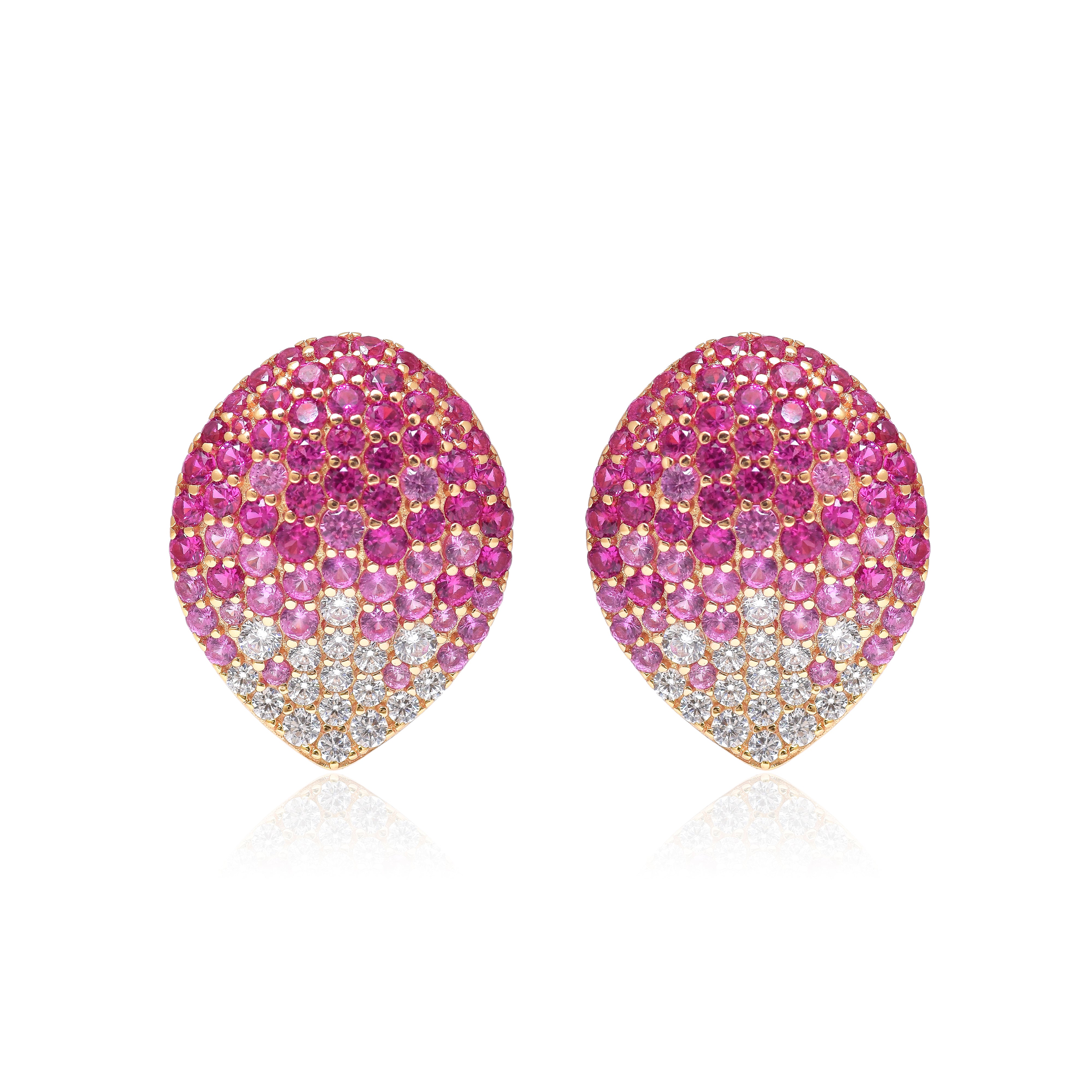 Pink Pavé Teardrop  Stud Earrings