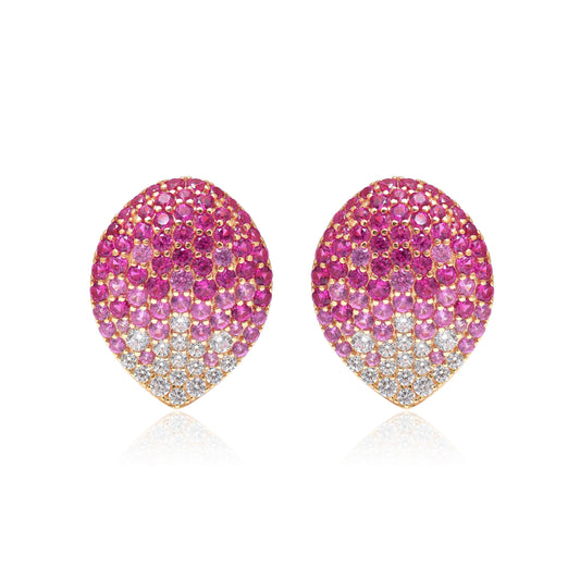 Pink Pavé Teardrop  Stud Earrings