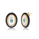 Black Enamel Mother of Pearl Turquoise Earrings