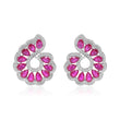Pink Gemstone Flower Statement Earrings
