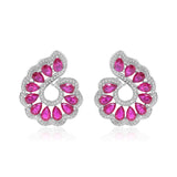 Pink Gemstone Flower Statement Earrings