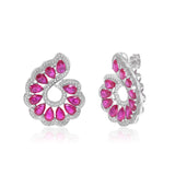 Pink Gemstone Flower Statement Earrings