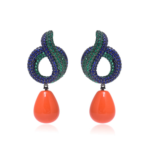 Elegant Coral Teardrop Dangle Statement Earrings