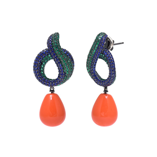 Elegant Coral Teardrop Dangle Statement Earrings