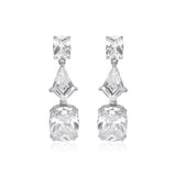 Cushion and Trillion Cut Drop Earrings in 925 Sterling Silver