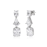 Cushion and Trillion Cut Drop Earrings in 925 Sterling Silver