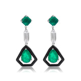 Emerald Teardrop Geometric Drop Earrings