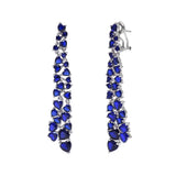 Blue Sapphire Heart Cluster Drop Earrings