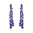 Blue Sapphire Heart Cluster Drop Earrings