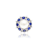 Vintage Pearl Sapphire Cocktail Ring in Sterling Silver