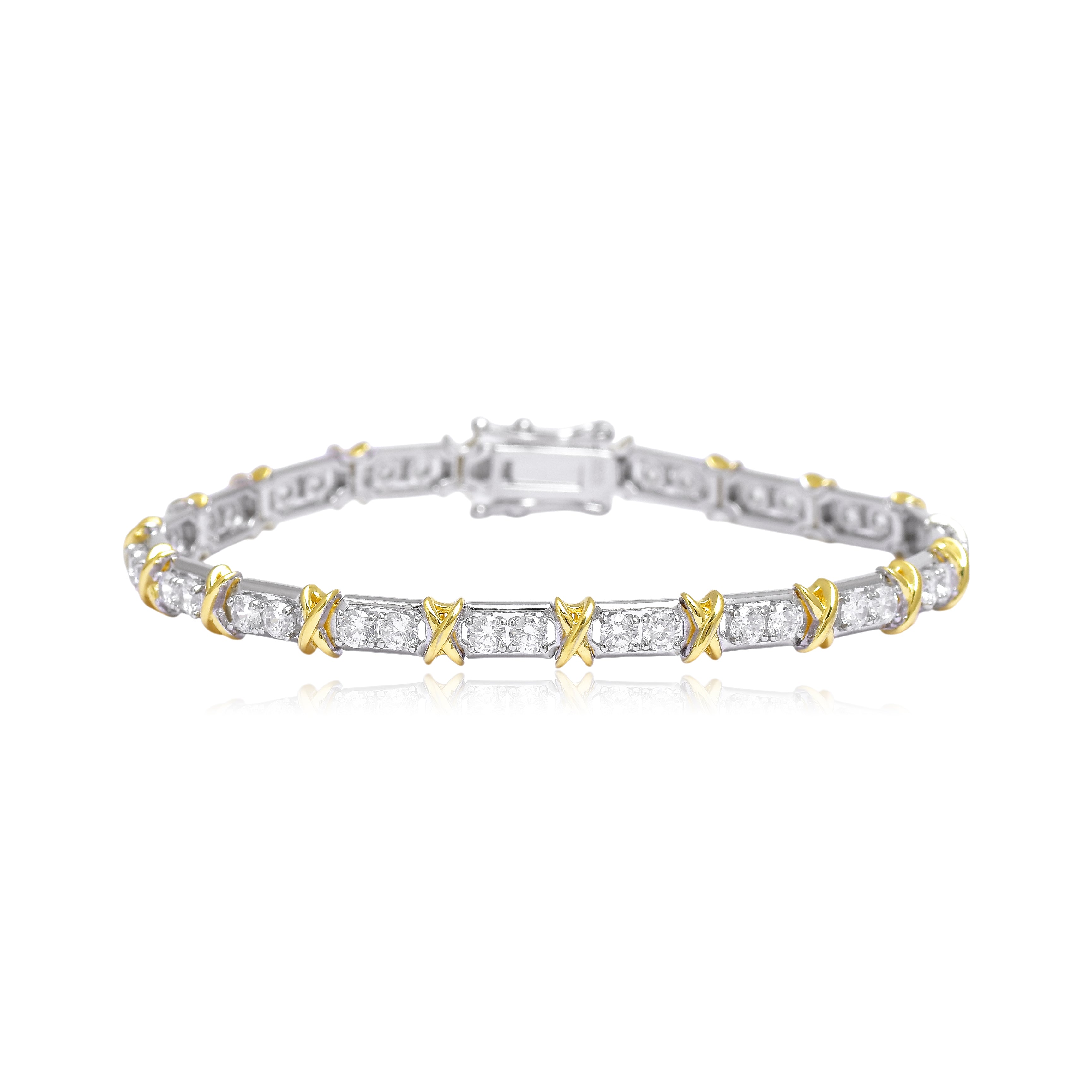 Dual tone tennis bracelet