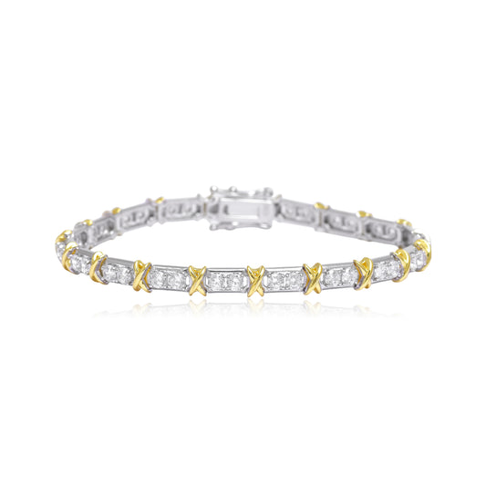 Dual tone tennis bracelet