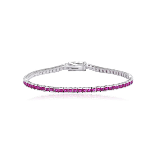 Pink Princess Cut Tennis Bracelet