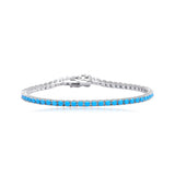 Turquoise Blue Tennis Bracelet in 925 Sterling Silver