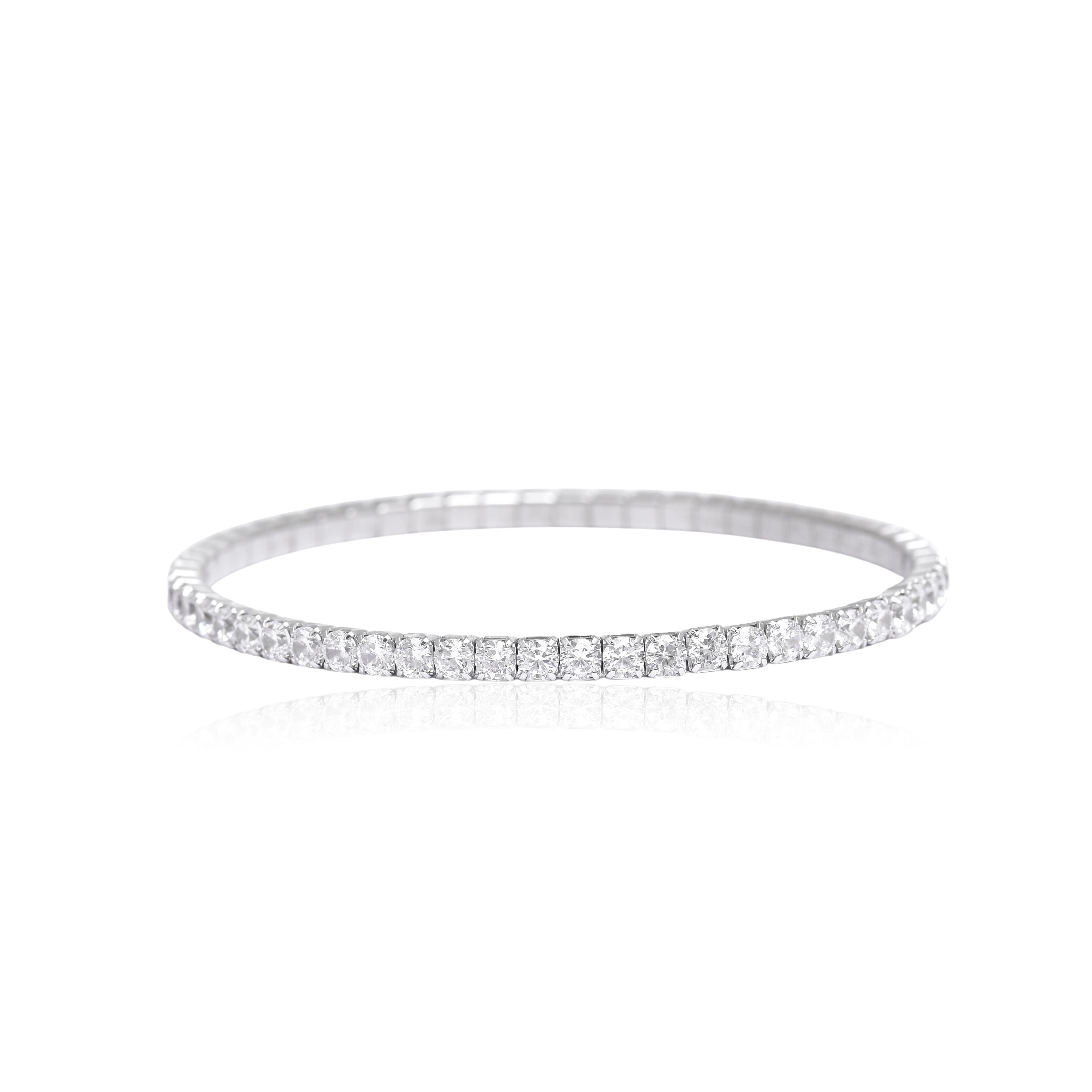 Solitare stone elastic stretch bracelet in 925 sterling silver