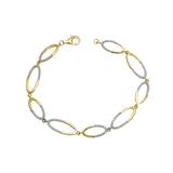 Two Tone Oval Link Bracelet in 925 Sterling Silver