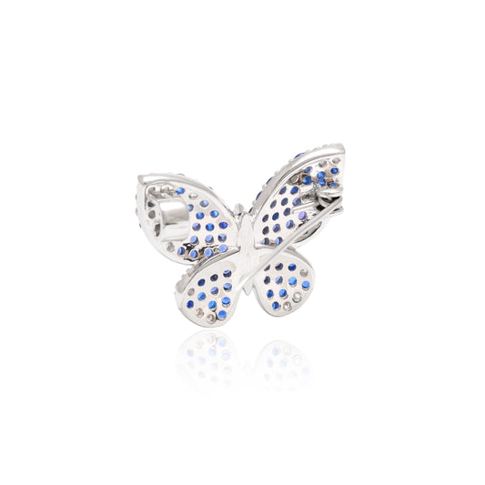 Blue Monarch Sterling Silver Brooch