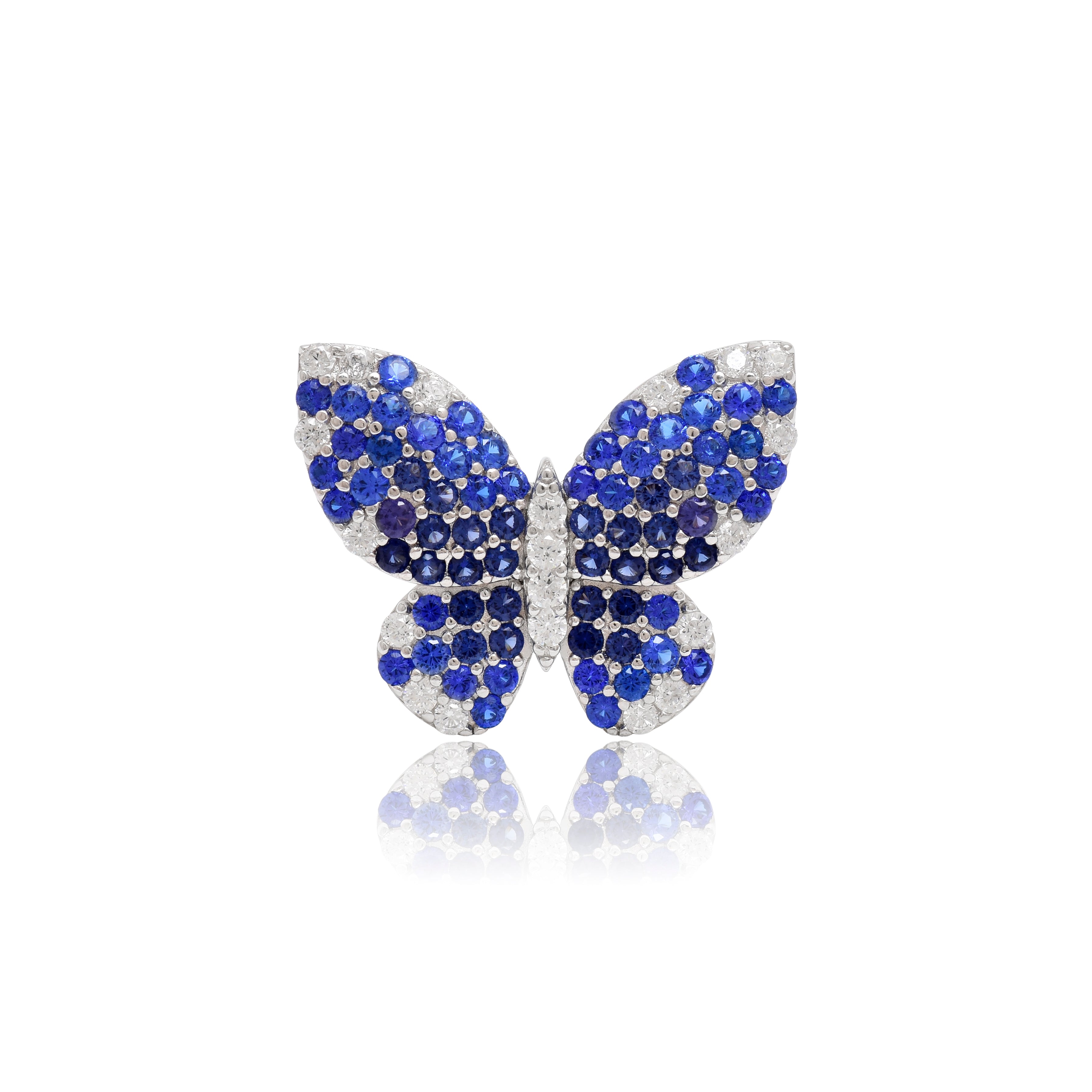 Blue Monarch Sterling Silver Brooch