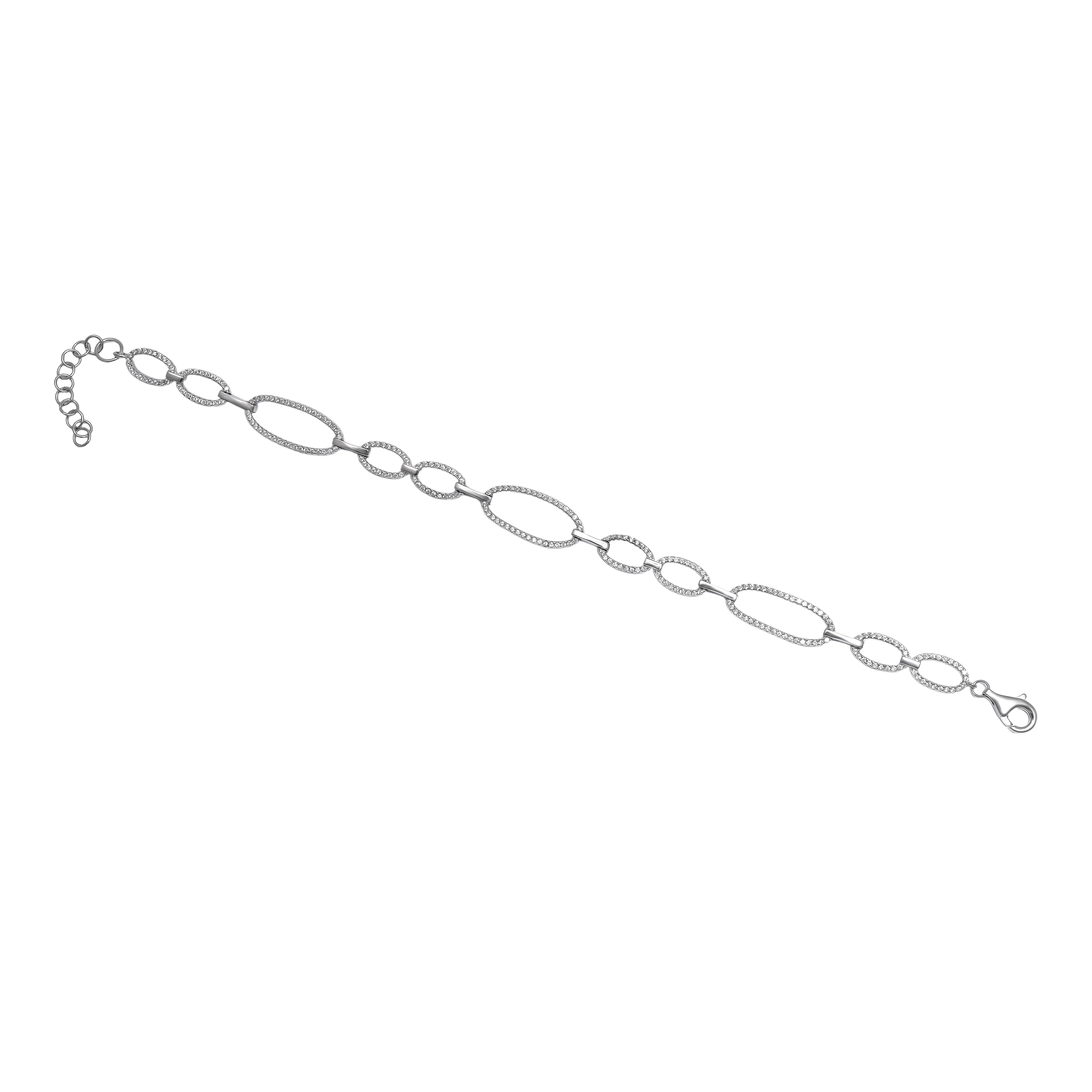 Pavé Oval Link Bracelet in 925 Sterling Silver