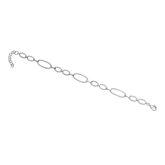 Pavé Oval Link Bracelet in 925 Sterling Silver