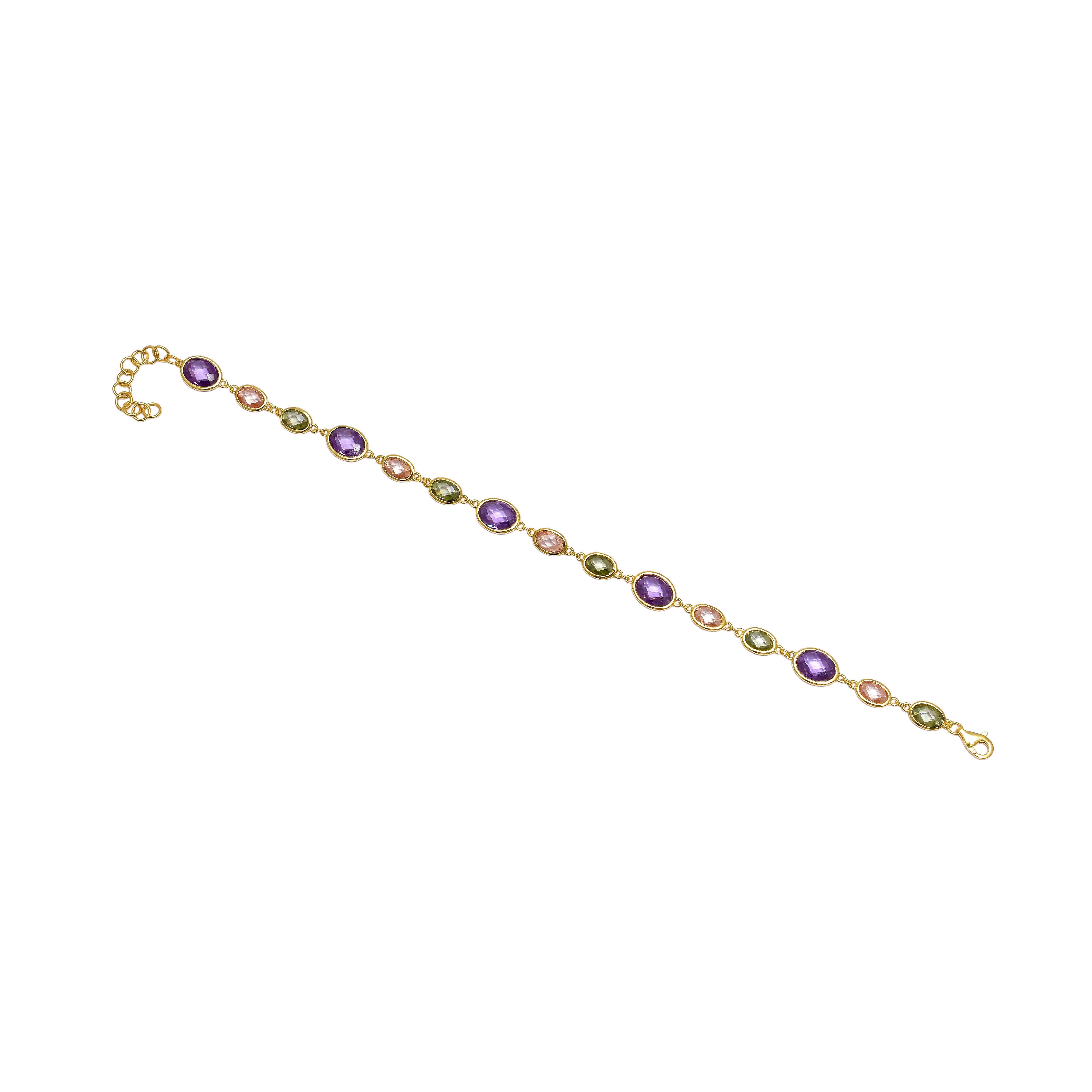Elegant Multicolor Link Bracelet – 925 Sterling Silver