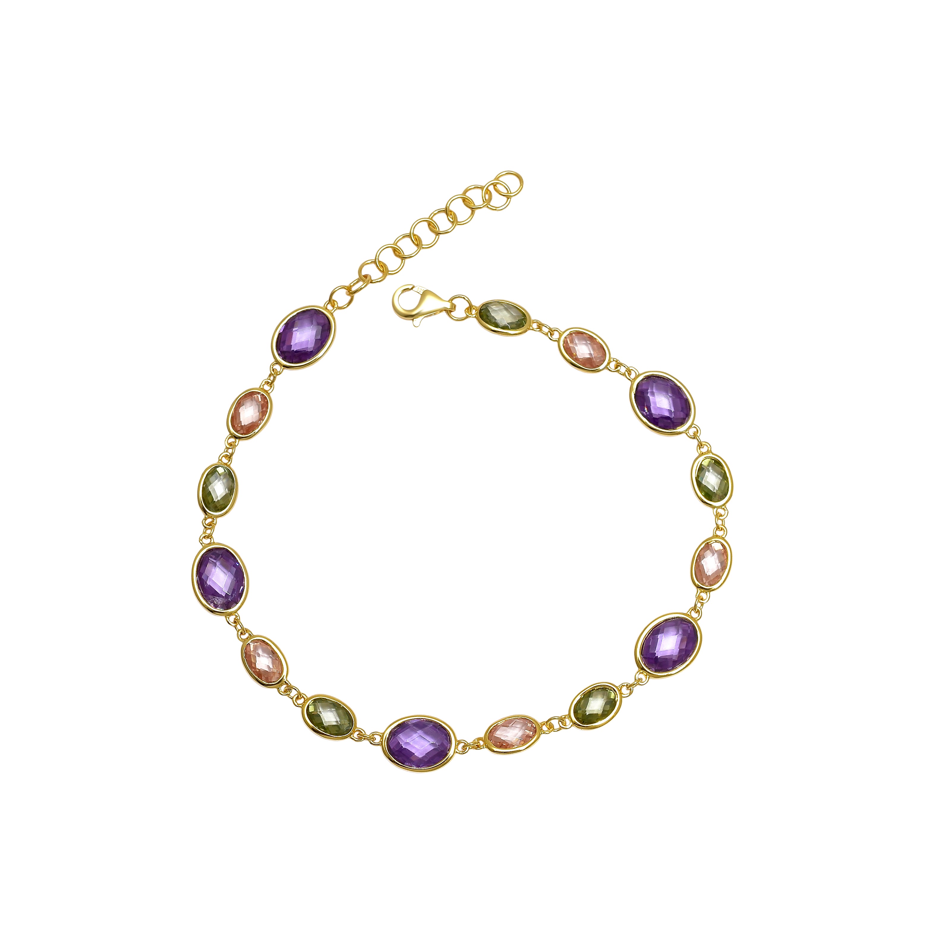 Elegant Multicolor Link Bracelet – 925 Sterling Silver