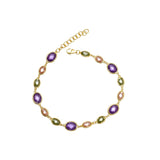 Elegant Multicolor Link Bracelet – 925 Sterling Silver
