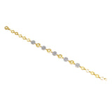 Gold Finish Disc & Pavé Crystal Bracelet in 925 Sterling Silver