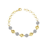 Gold Finish Disc & Pavé Crystal Bracelet in 925 Sterling Silver