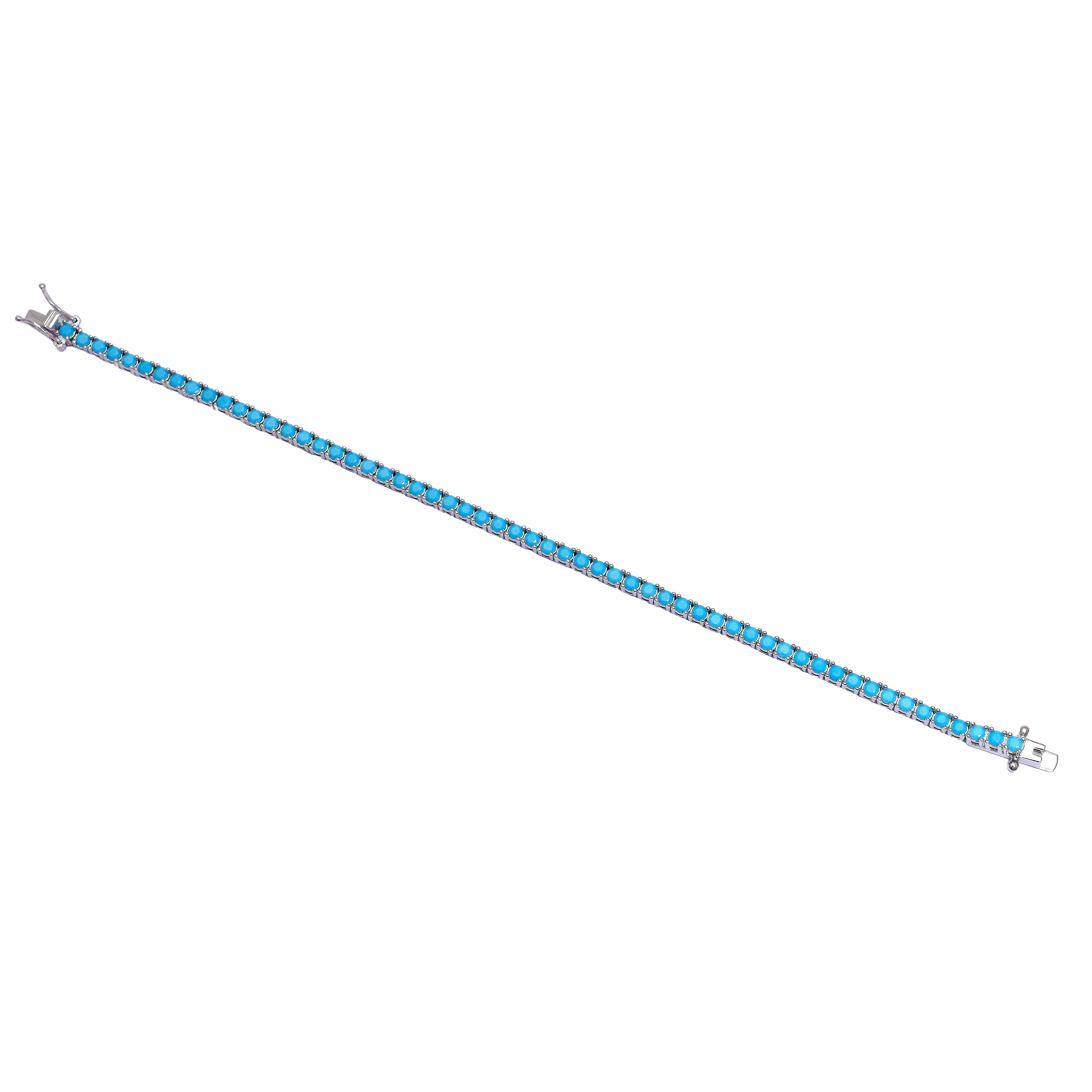 Turquoise Blue Tennis Bracelet in 925 Sterling Silver