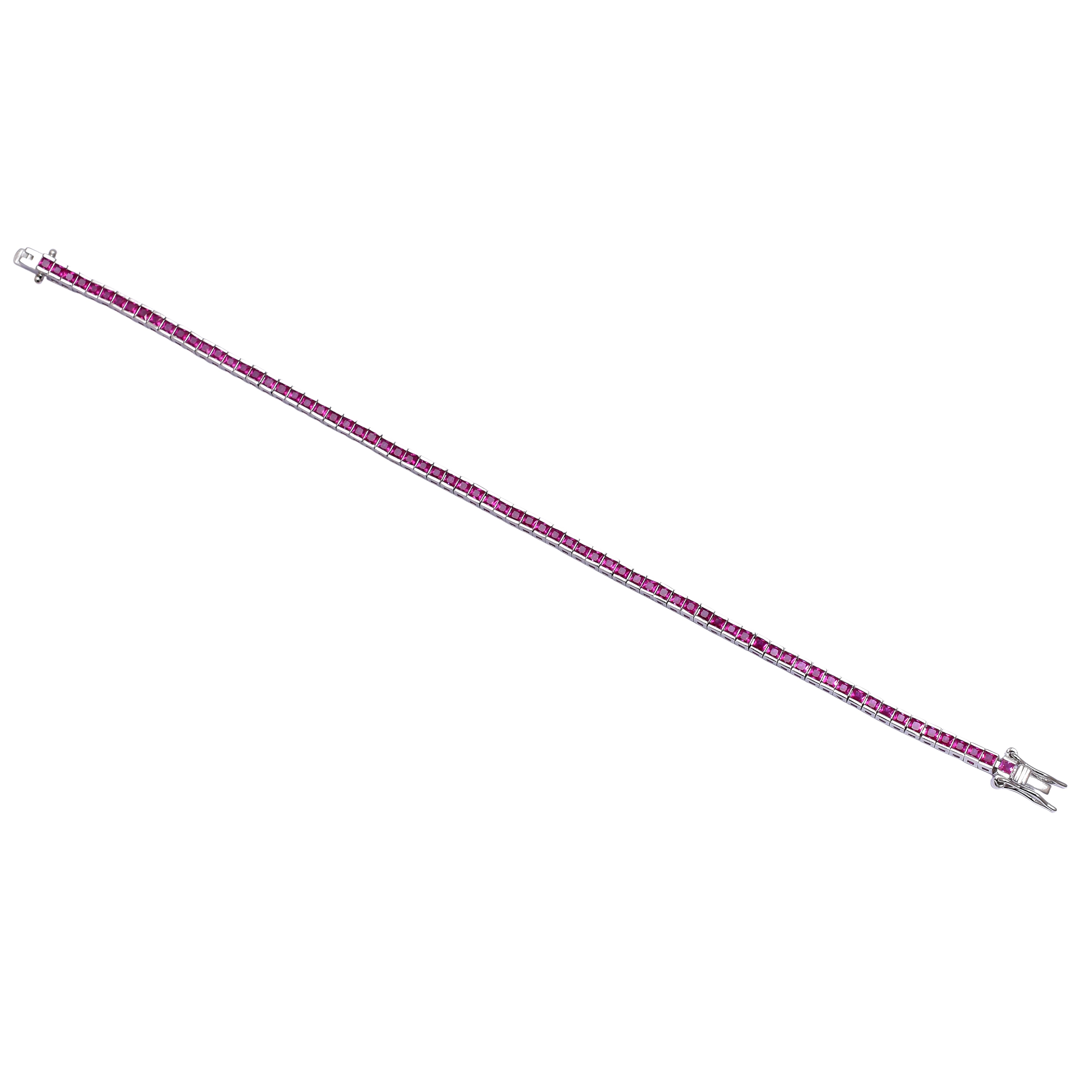 Pink Princess Cut Tennis Bracelet