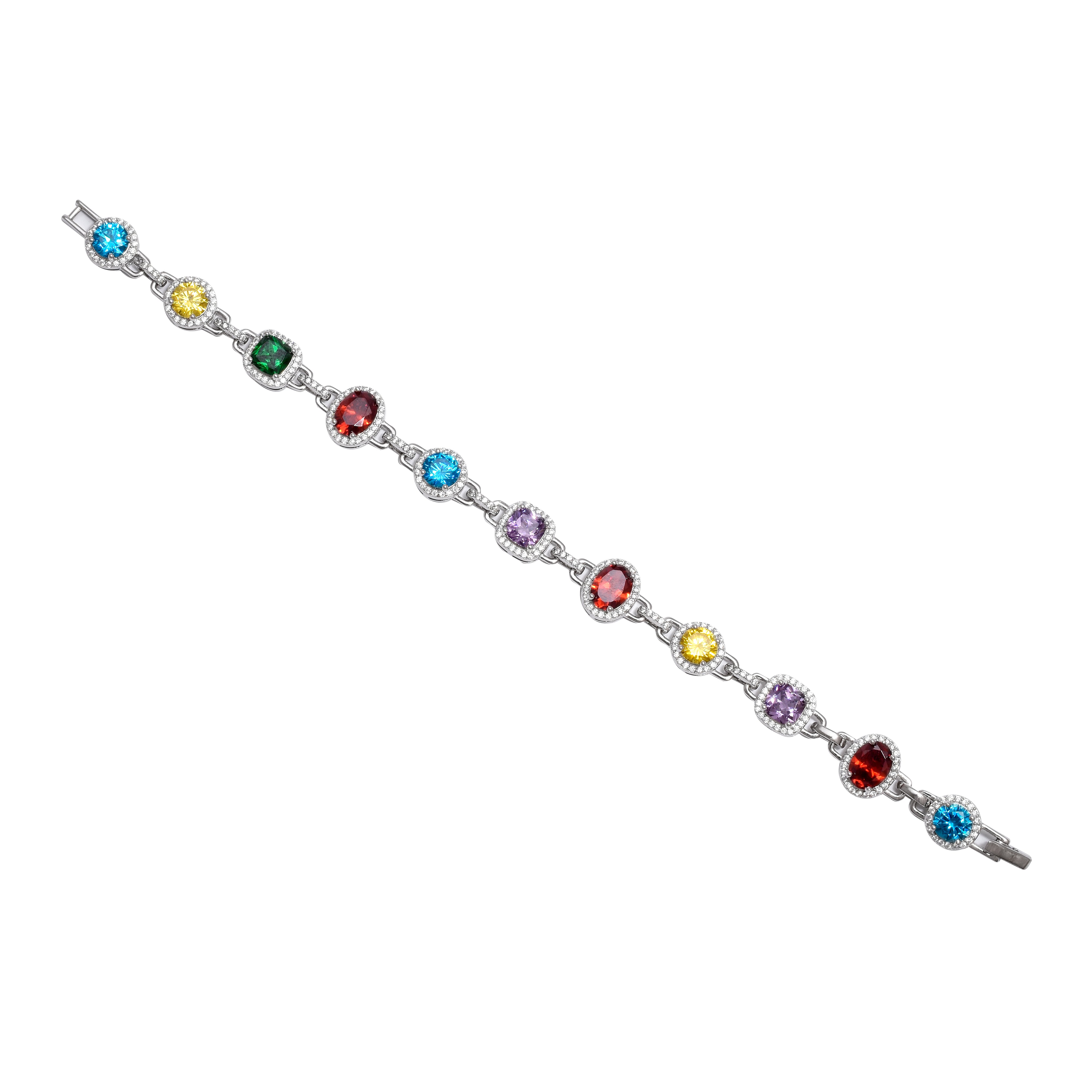Designer Multicolor Gemstone Bracelet in Sterling Silver