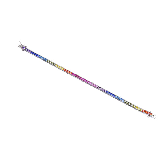 Multicolor Princess Cut Tennis Bracelet – Sterling Silver Luxury Bracelet