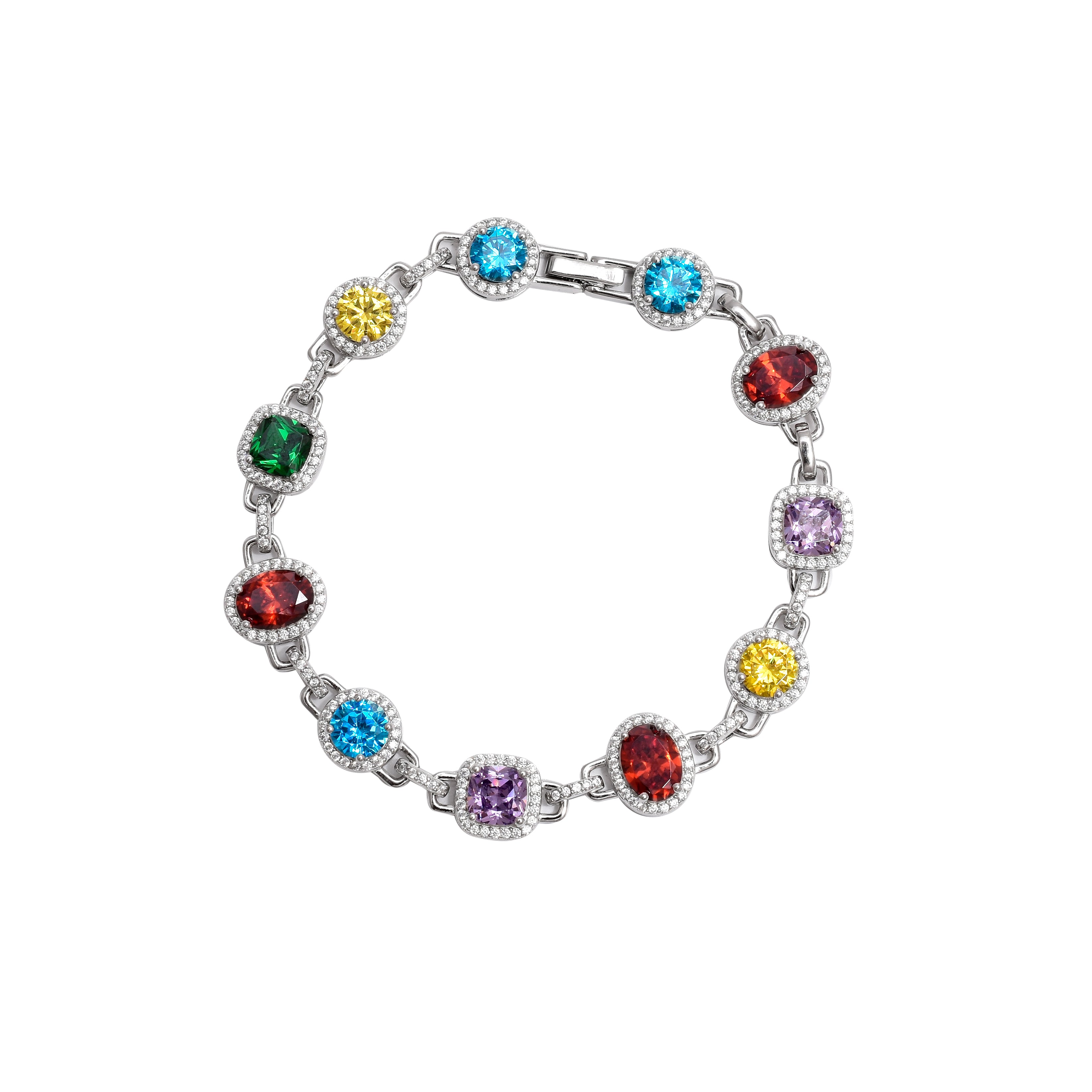Designer Multicolor Gemstone Bracelet in Sterling Silver