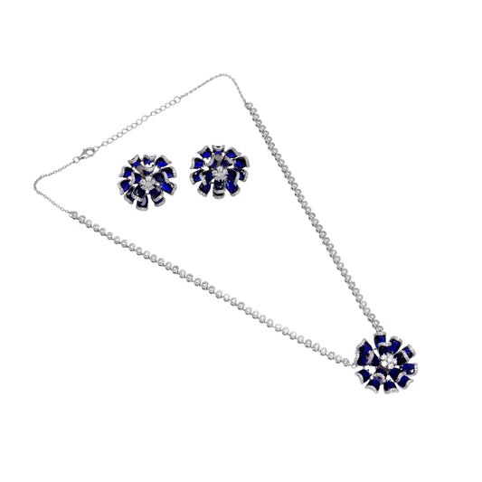  Floral Cluster Necklace and Earrings Set