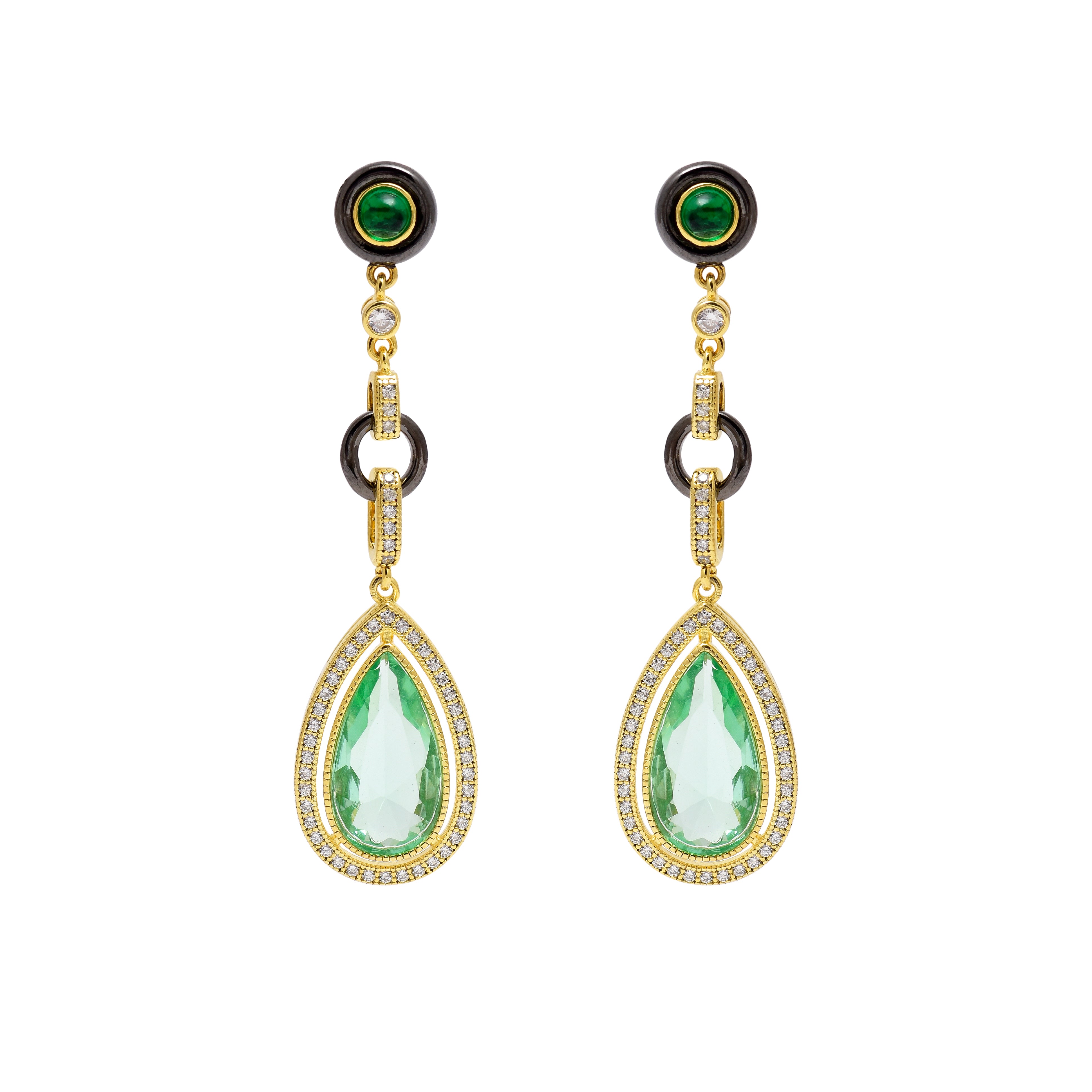 Emerald Glow  Dangling Earrings