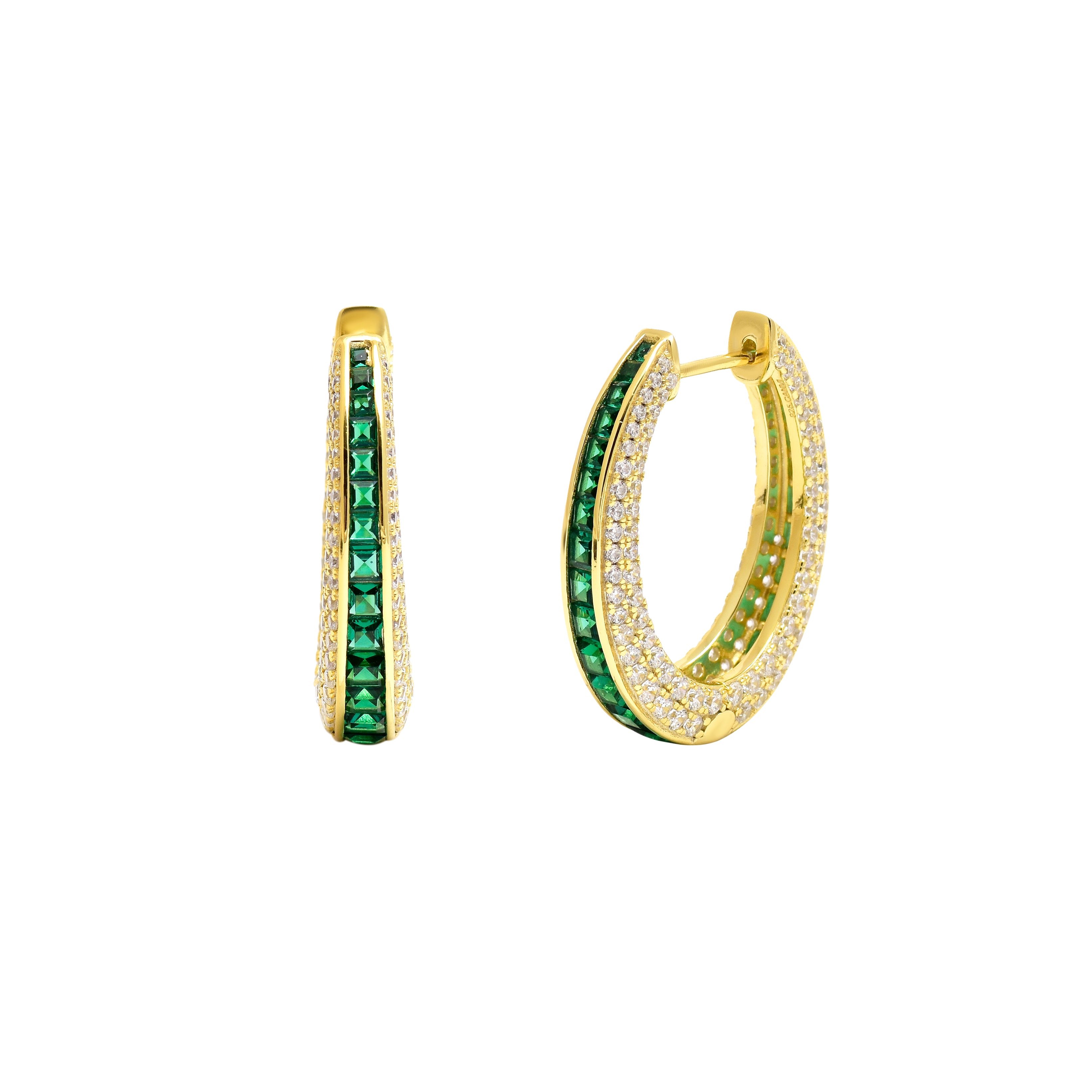 Emerald Sparkle Hoop Earrings