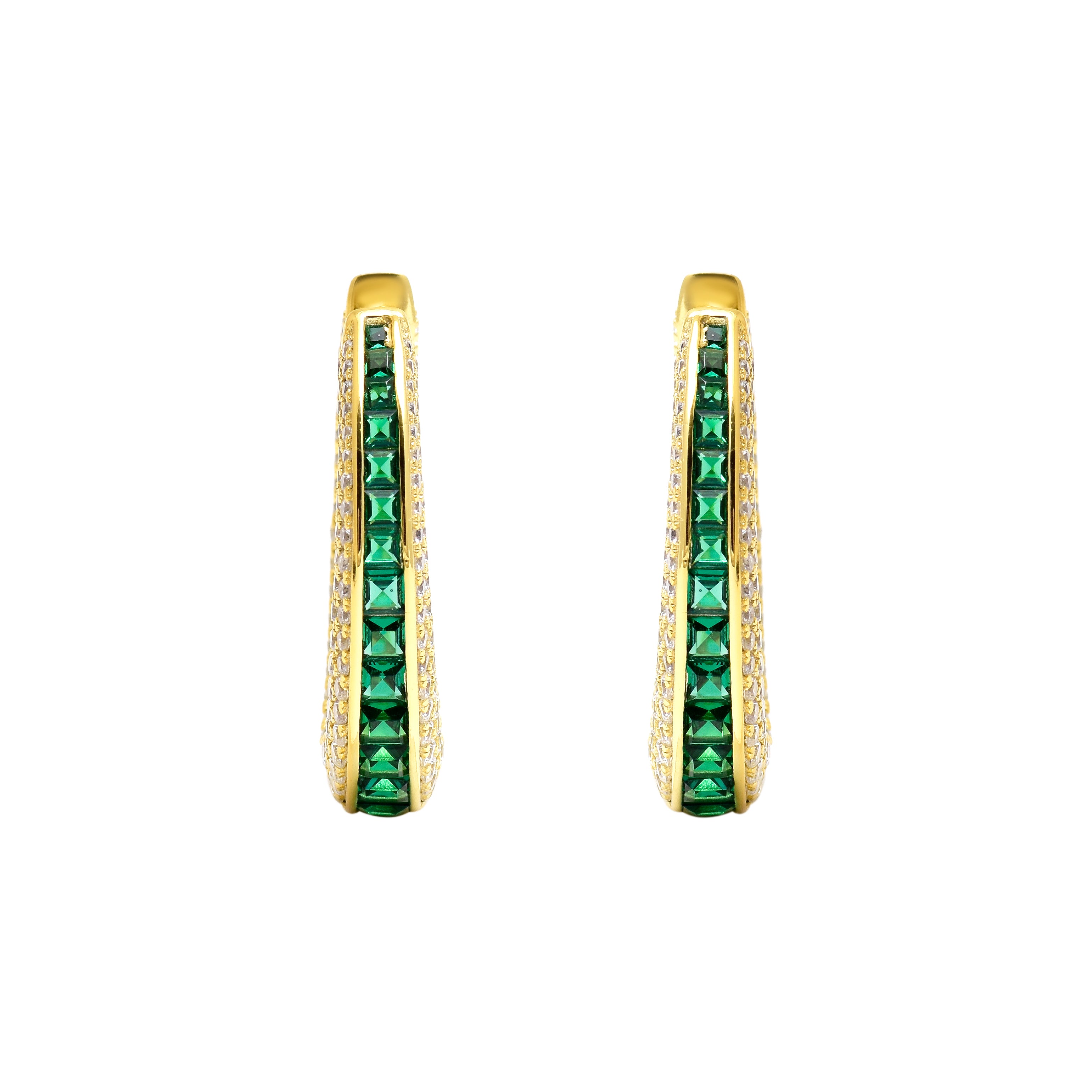 Emerald Sparkle Hoop Earrings