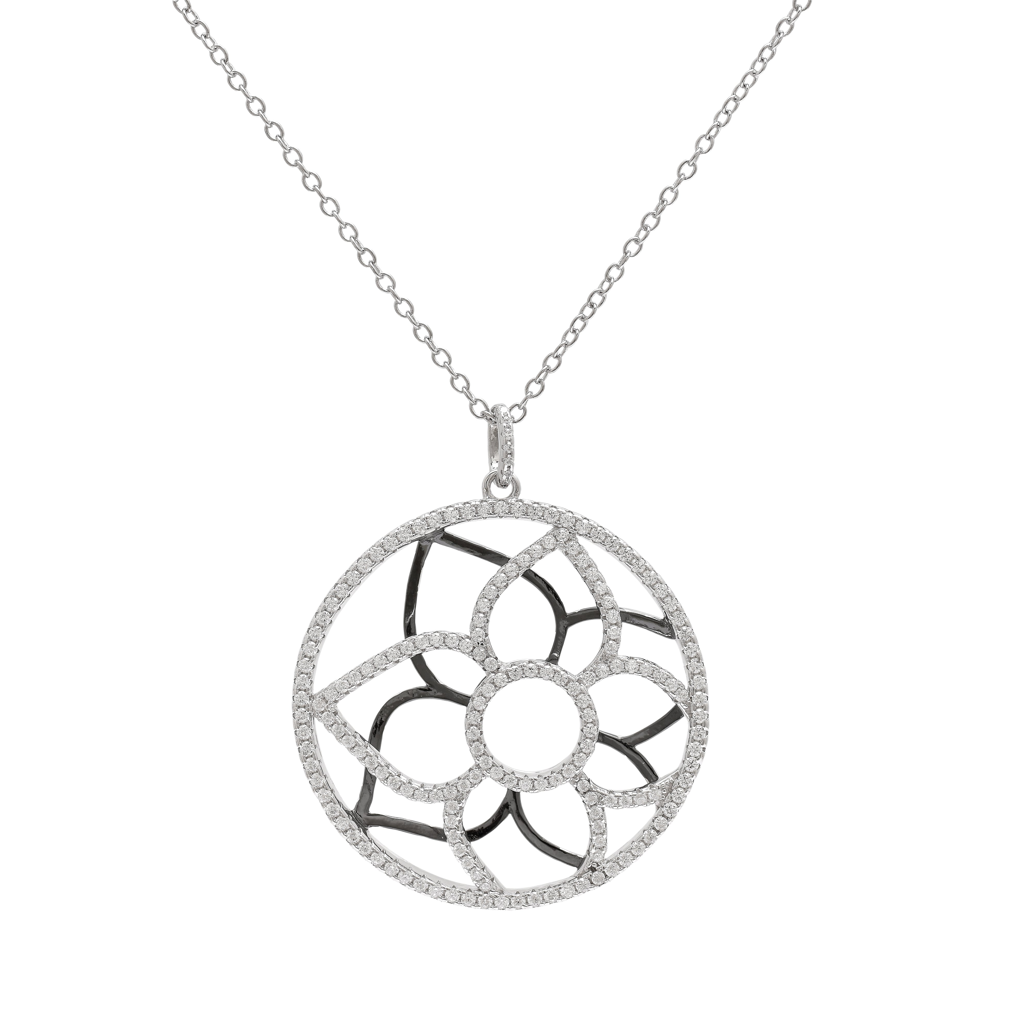 Pavé Diamond Flower Pendant Necklace