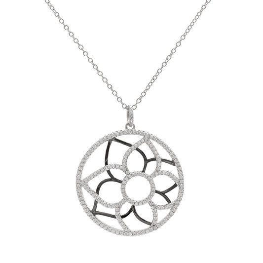 Pavé Diamond Flower Pendant Necklace