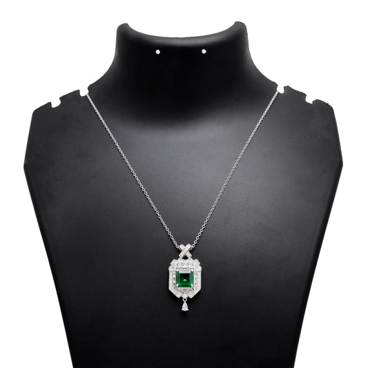 Emerald Majesty Pendant in Sterling Silver